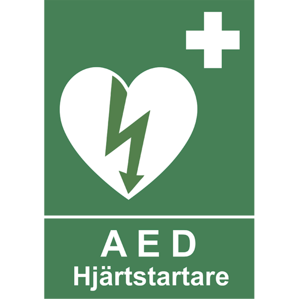 Skylt Hjärtstartare A4, dubbelsidig
